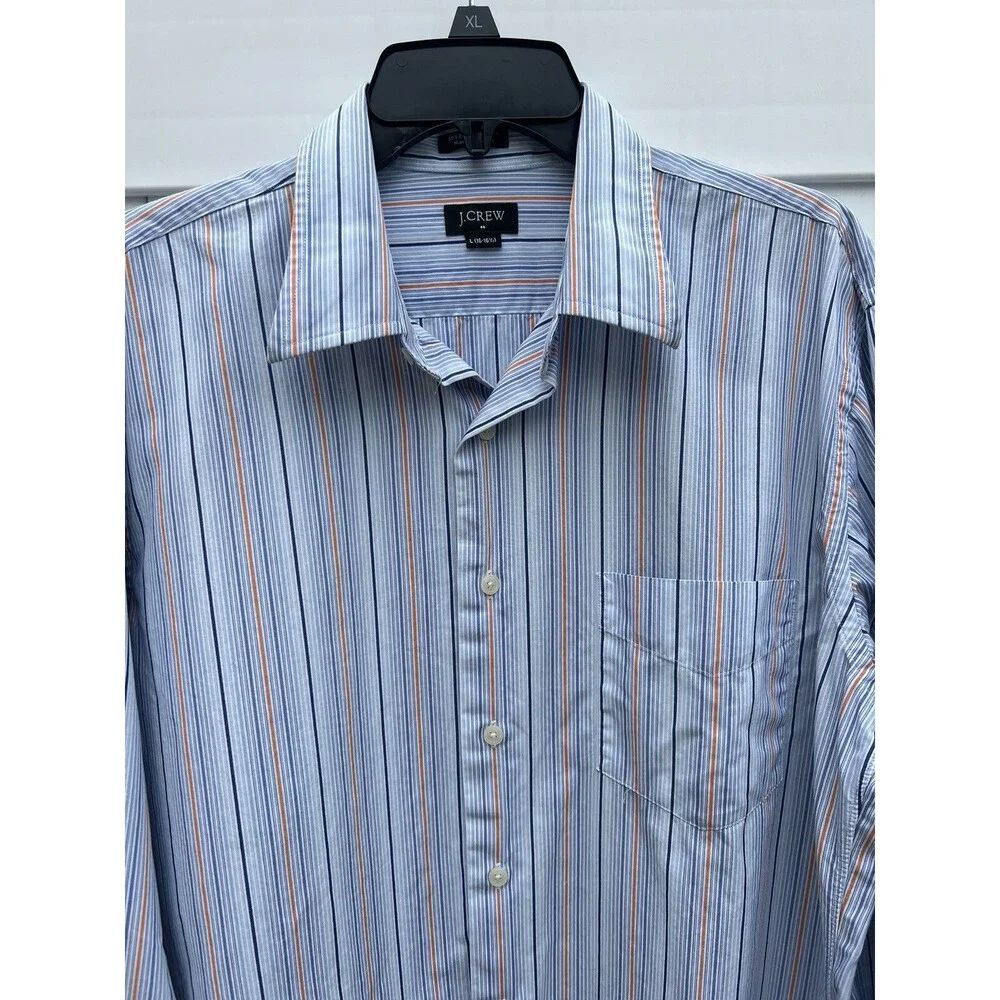 J Crew Dress Shirt Mens L 1(16-16.5”) 80's 2 Ply Multicolor Pin Striped